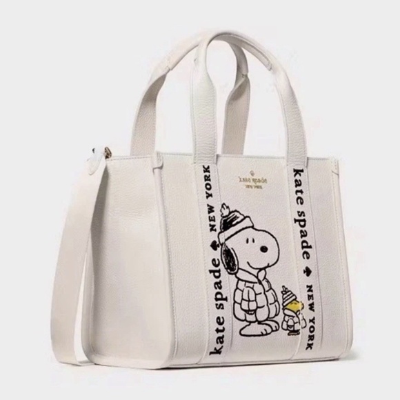 NWT Kate Spade Peanuts Snoopy Small Leather Tote Crossbody Bag Purse Novelty